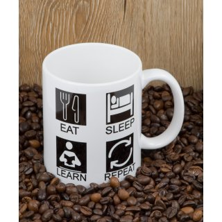 Eat Sleep Learn Repeat Kaffeetasse