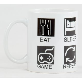 Eat Sleep Game Repeat Kaffeetasse